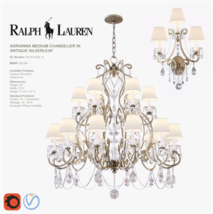 ADRIANNA MEDIUM CHANDELIER and TRIPLE SCONCE in antique silverleaf